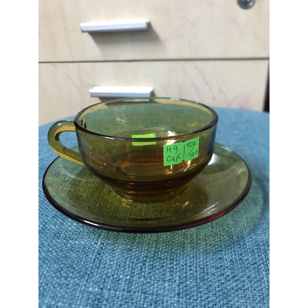 Set trà/cafe thuỷ tinh màu