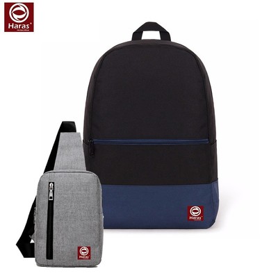 Combo Balo Du Lịch HARAS Classical HR185 và Túi Messenger HR147 (XÁM)