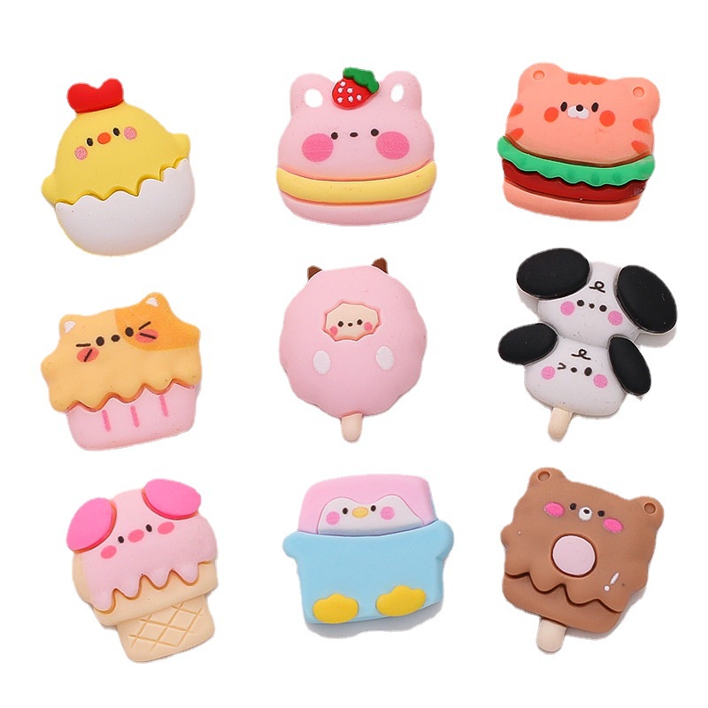 Set 10 Kẹp Tóc Hình Que Kem / Hamburger / Thức Ăn Độc Đáo Dễ Thương Diy