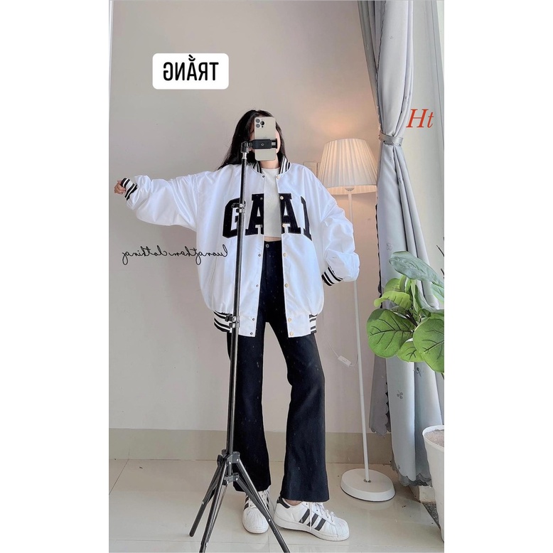 [ XẢ HÀNG ] Áo Khoác gió Bomber GAP 2 màu đen + trăng