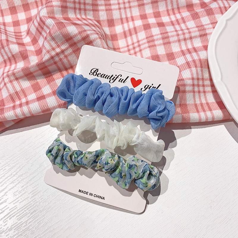 Set 3 Dây Cột Tóc Nữ Bằng Vải Nhiều Màu Họa Tiết Đơn Giản Thời Trang Phong Cách Hàn Quốc