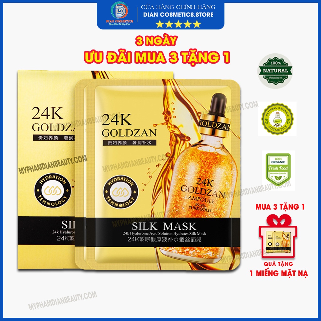 Mặt nạ vàng 24k GOLDZAN hộp 10 miếng, mặt nạ dưỡng da, chăm sóc da mặt, ngừa mụn nám, chống nắng