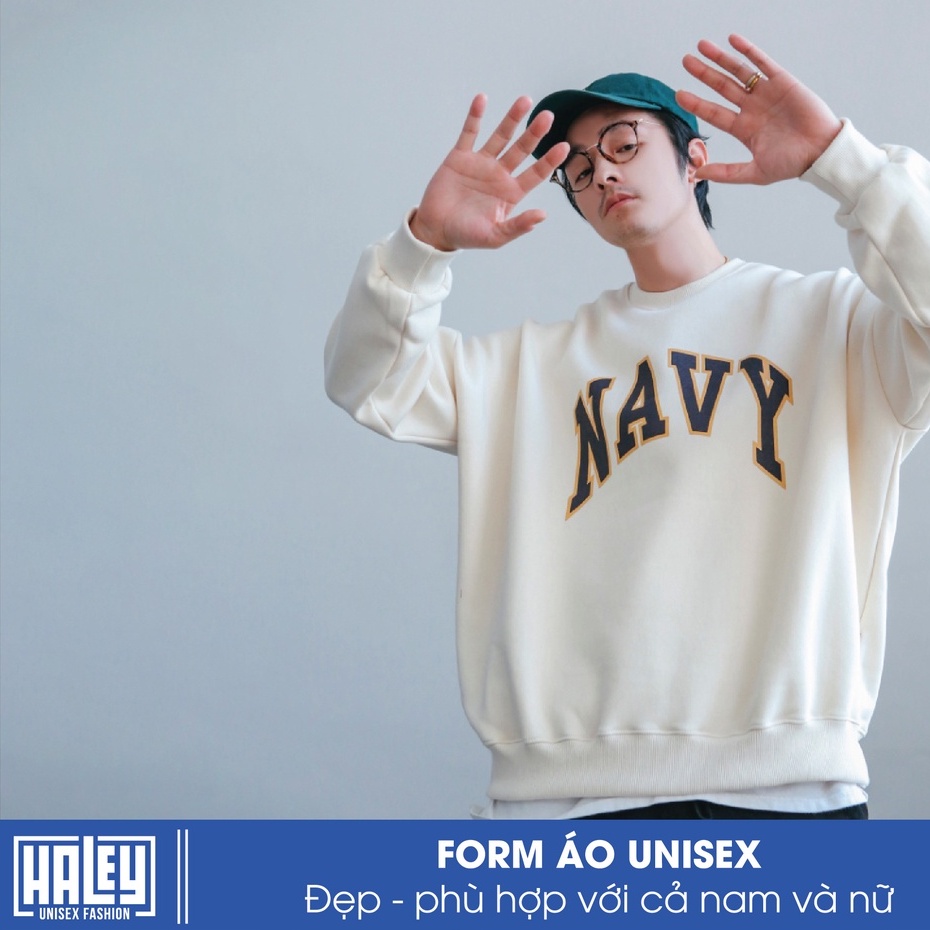 Áo sweater nam nữ HALEY tay dài  đẹp HD37 Hoodie không mũ phong cách Hàn Quốc Form Rộng Unisex