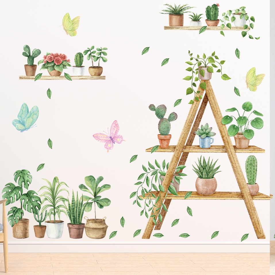 Nhãn Dán Tường Trang Trí Phòng Khách / Phòng Khách Hình Chậu Cây Hoa Hướng Dương / Động Vật Hoạt Hình 50 Kiểu