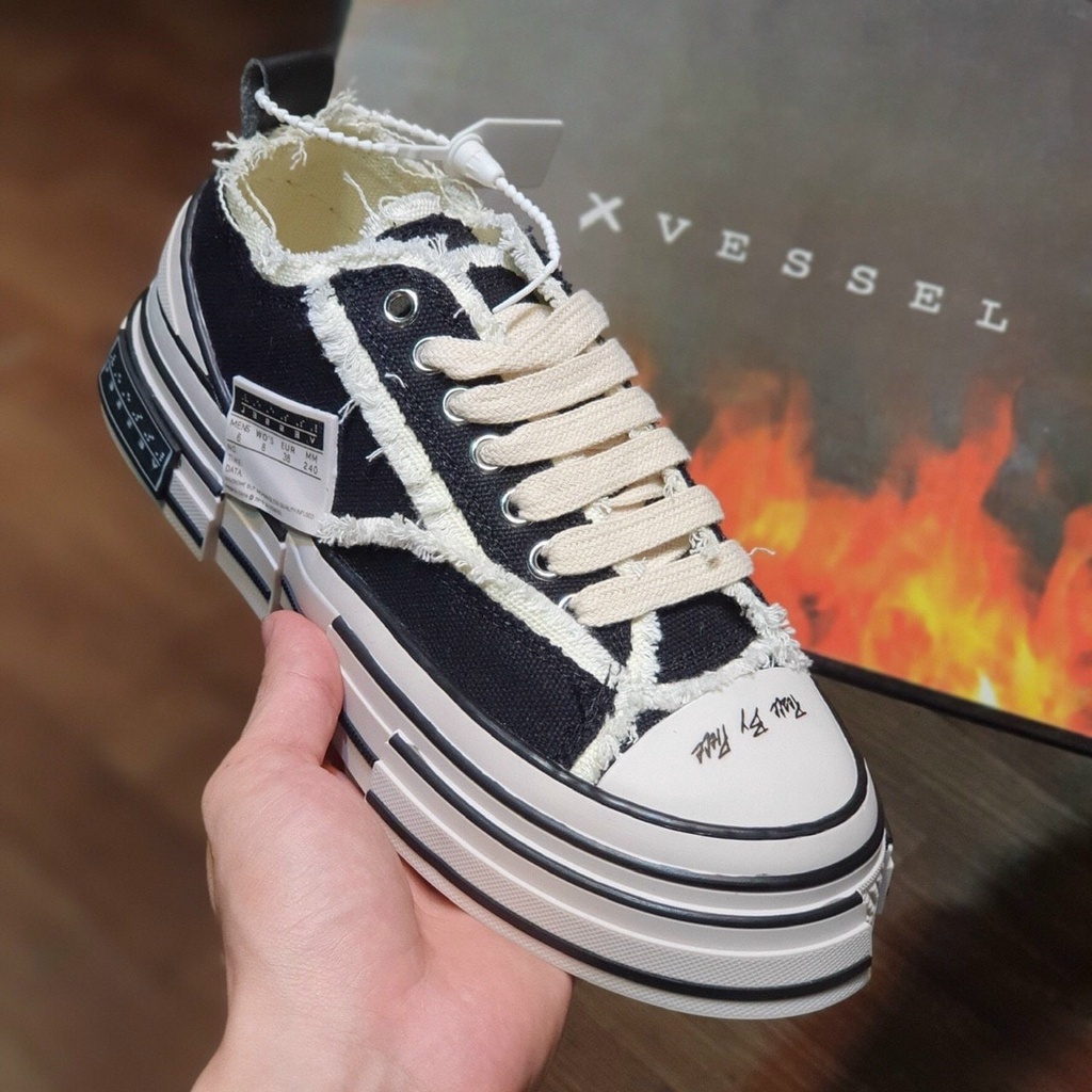 Giày Sneaker Xvessel style rách đế gỗ nam nữ full box bill