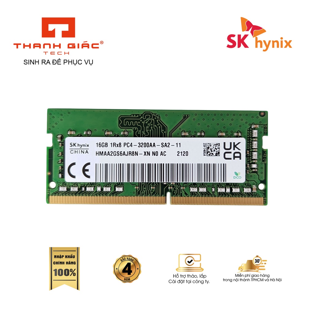 Ram Laptop DDR4 Sk hynix 16Gb Bus 2133,2400,2666,3200.Chính hãng mới 100%,Bảo hành 4 năm 1 đổi 1