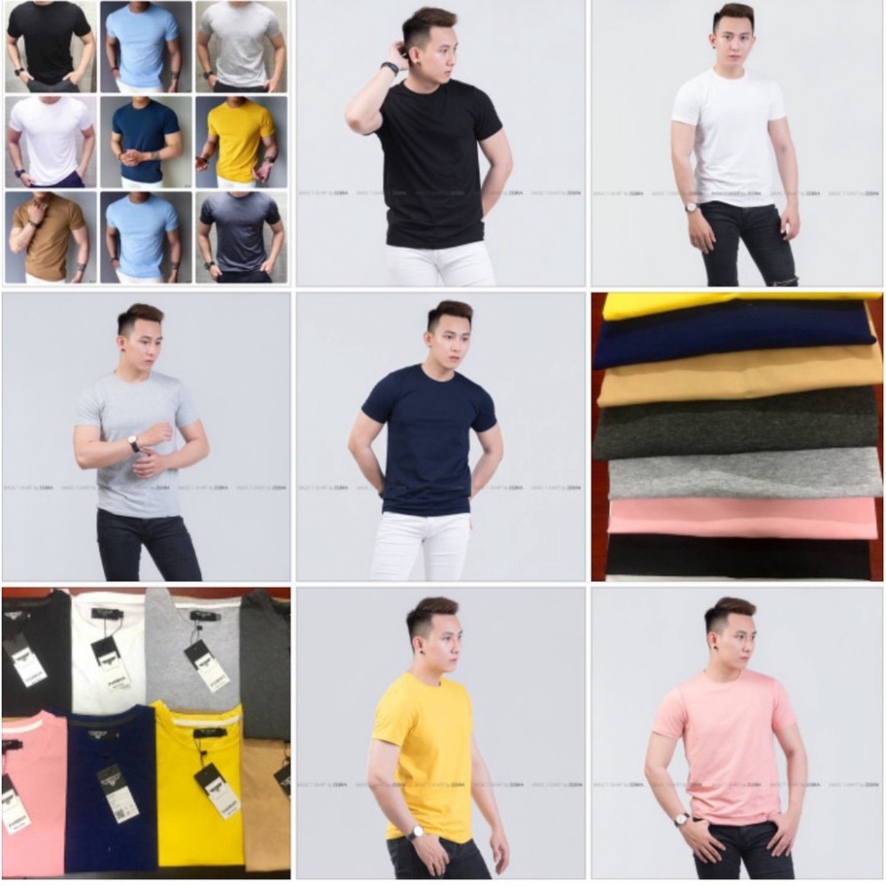 Áo thun nam trơn basic cổ tròn ngắn tay cotton, Qáo phông nam co giãn 4 chiều giá rẻ