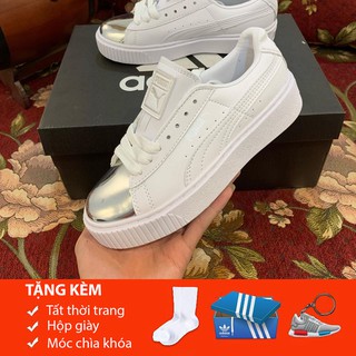 Giày pumaaa mũi bạc nữ