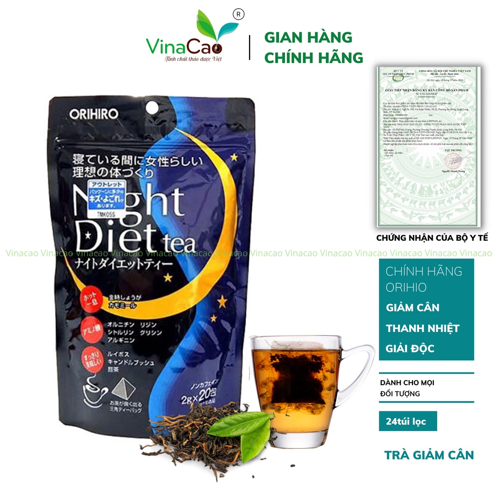 Trà Giảm Cân Night Diet Tea Orihiro 20 Gói/Túi Và 24 Gói/Túi