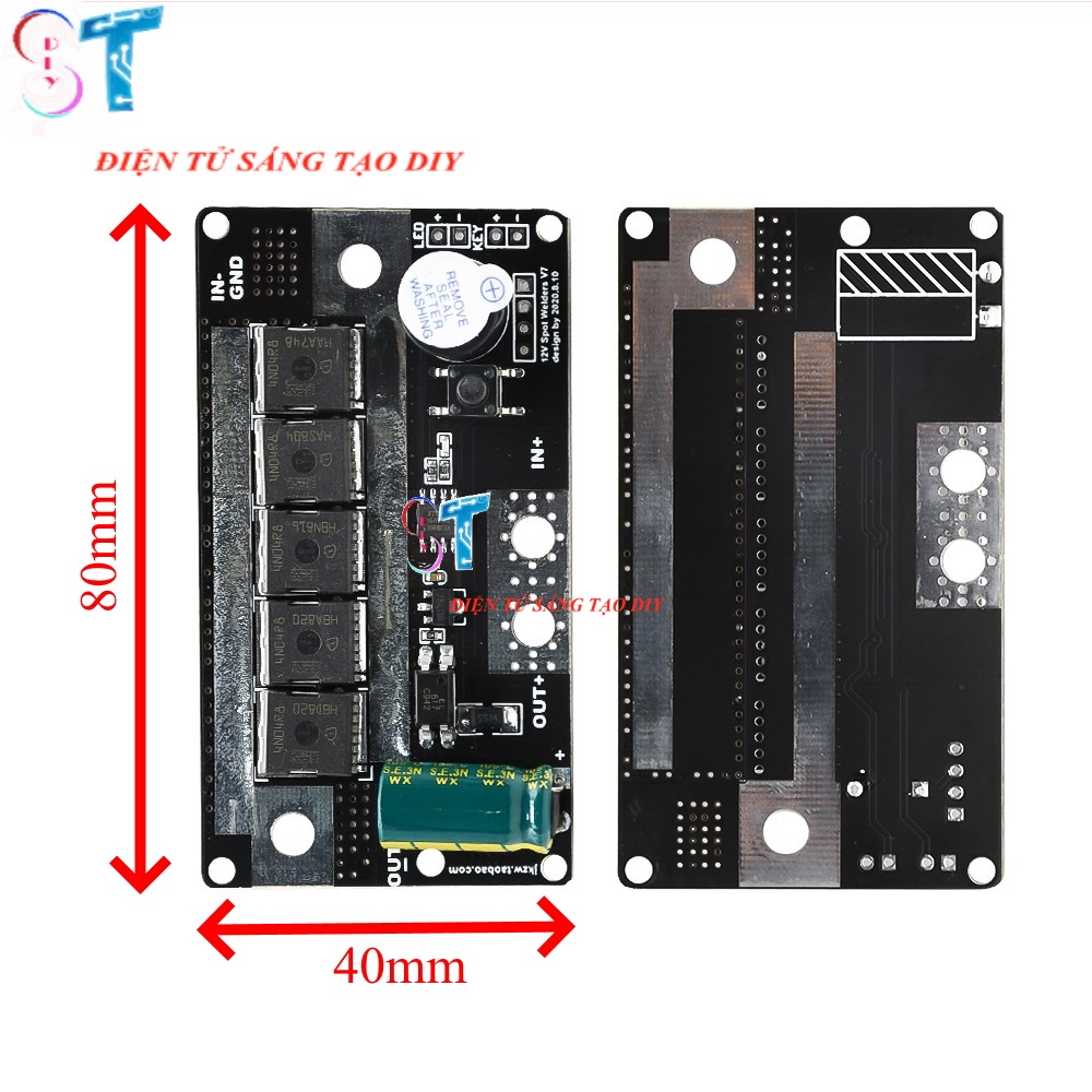 Module Mạch Chế Máy Hàn Cell Pin Dùng Siêu Tụ Và Ăc Quy Dòng Xả Cao