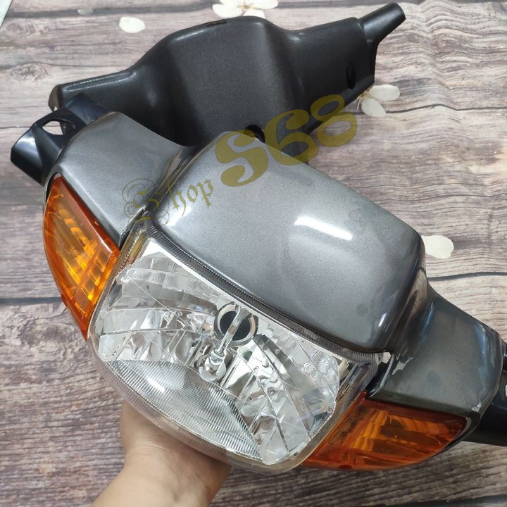 Combo đầu đèn 4 món Loại 1 bóng: ốp đầu, gáy đen, pha đèn, 1 đôi xi nhan gắn xe Wave Thái, Wave anpha, Wave ZX