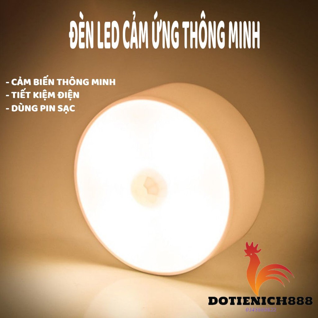 Đèn cảm ứng chuyển động sạc USB, Đèn Led cảm biến thông minh không dây dán tủ quần áo, cầu thang, phòng ngủ