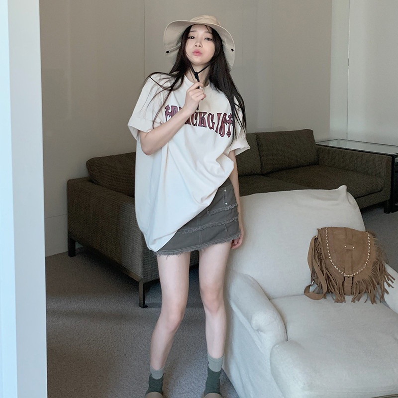 Áo Thun Ngắn Tay Dáng Rộng In Hình Vui Nhộn Phong Cách Hiphop Giản Dị Thời Trang