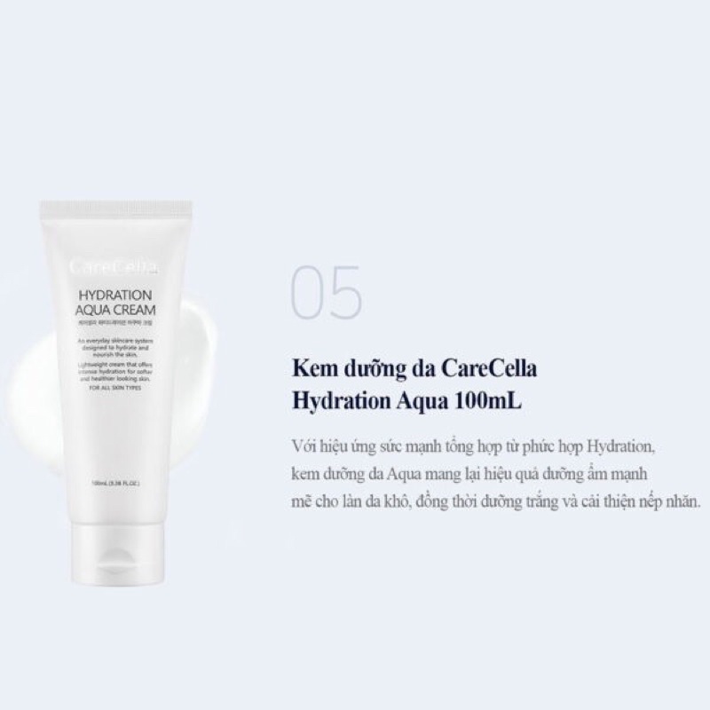 Bộ 5 sản phẩm chăm sóc da sữa rửa mặt nước hoa hồng toner serum kem dưỡng ẩm kem dưỡng da CareCella Hydration - GCoop