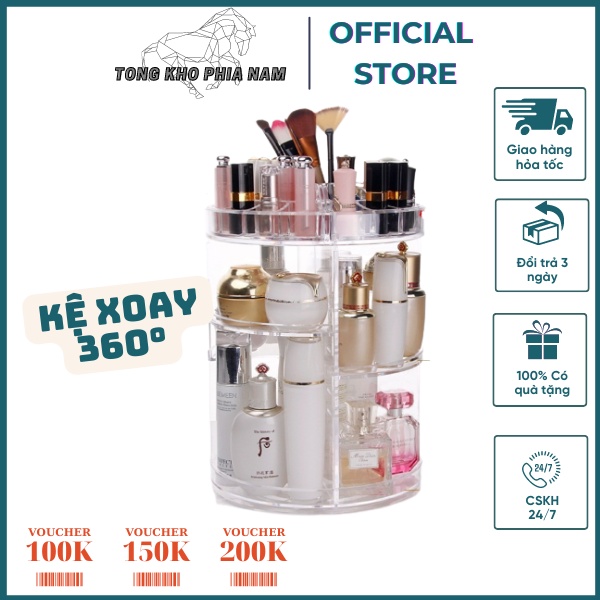 Khay Đựng Mĩ Phẩm Xoay 360 Độ Tiện Dụng - Kệ Mỹ Phẩm - đồ trang điểm