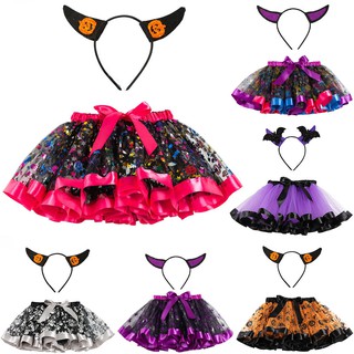 Kids Girls Tutu Halloween Party Dance Ballet Toddler Baby Costume Skirt+Hairband
