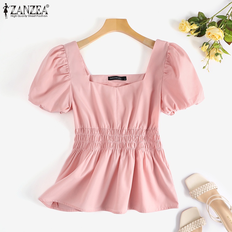 Zanzea Áo Kiểu Tay Phồng Xếp Ly Thời Trang Hàn Quốc Dành Cho Nữ