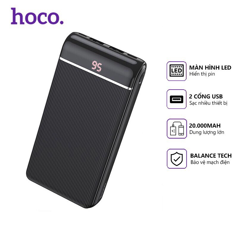 Pin sạc dự phòng Hoco J59A 20000mAh Famous 3 cổng input, 2 cổng output max 2A