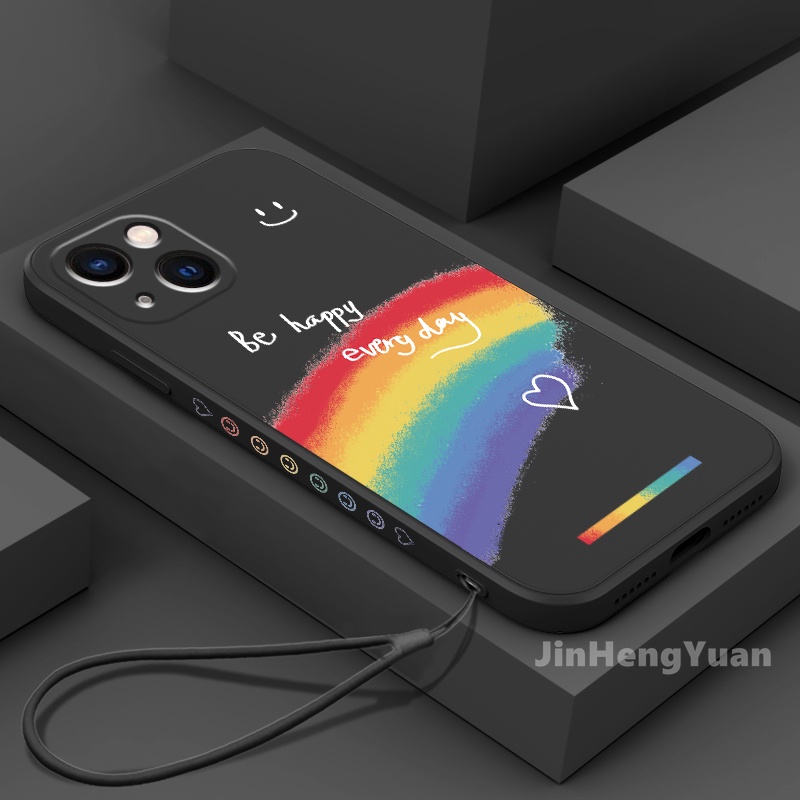 Ốp điện thoại TPU silicon mềm viền thẳng họa tiết mặt cười chữ thích hợp cho Iphone 13 11 12 X XS Pro Max Xr 7 8 Plus