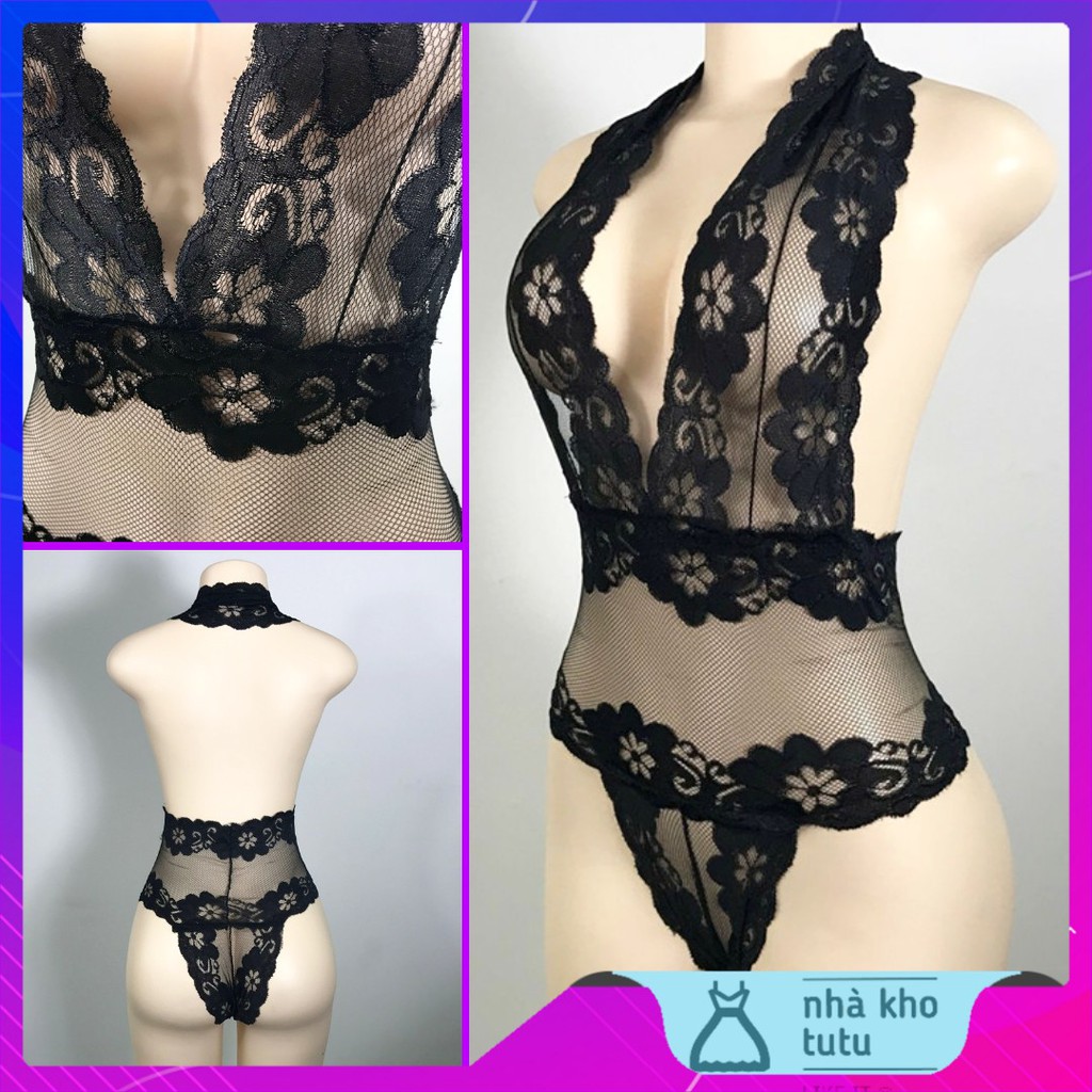 L001 Bộ đồ lót ren liền thân bodysuit sexy