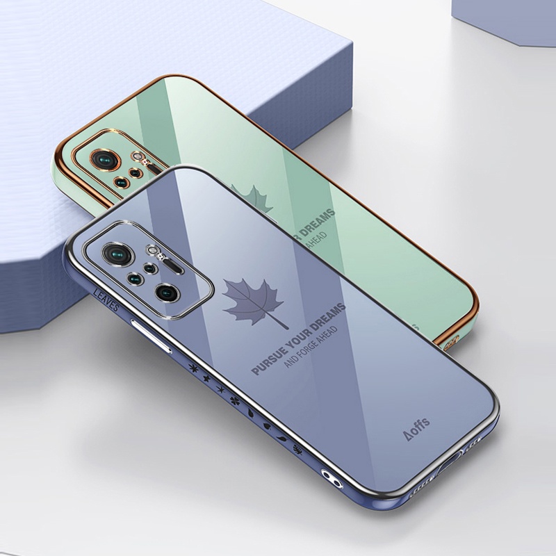 Ốp Điện Thoại Viền Vuông Mềm Họa Tiết Lá Phong Hoạt Hình 6D Cho Xiaomi Redmi Note 10 10S 9S 8 Pro 7