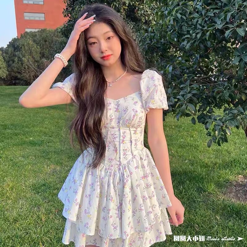 Váy hoa nhí ôm eo Quảng Châu cực xinh