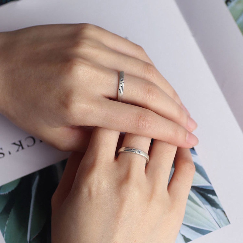 Nhẫn Cặp Hở Hình Mặt Trời / Mặt Trăng Đơn Giản Thời Trang