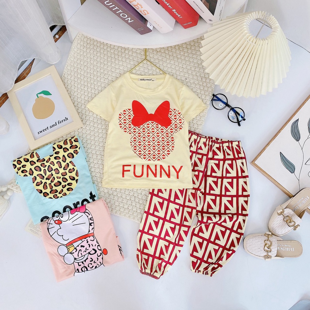 [Sz Đại] Bộ Quần Áo Bé Gái Minky Mom Quần Dài Áo Cộc Dáng Alibaba Họa Tiết Hot Trend Sang Chảnh - ALI1