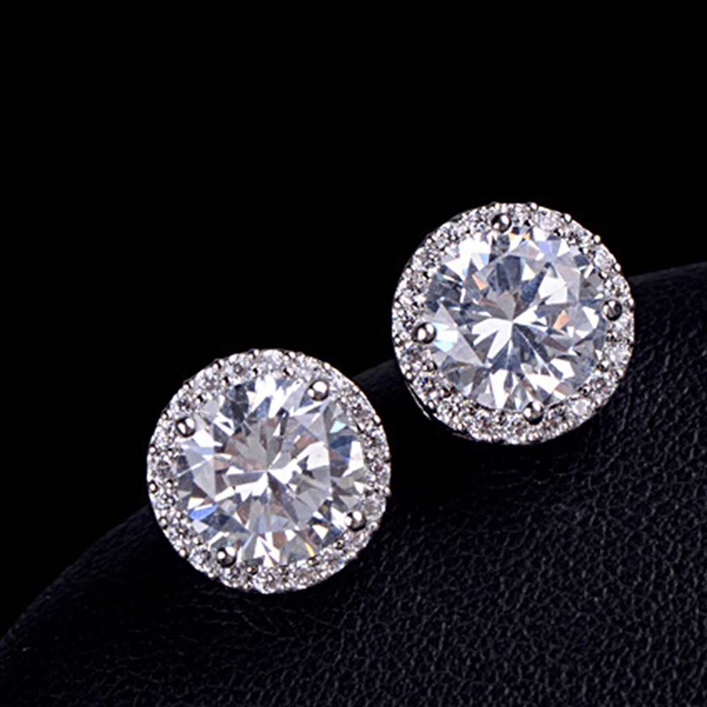 Khuyên tai nữ mạ bạch kim đính đá lấp lánh thanh lịch thời trang