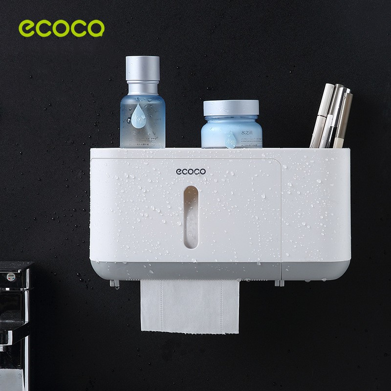 Hộp đựng giấy vệ sinh đa năng Ecoco dán tường cao cấp mẫu mới (hàng có sẵn)