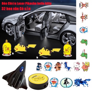 Đèn LED laser không dây chiếu hình động gắn cửa xe hơi, xe máy Chiếu Phát Hình Ảnh Chuyển Động Anime Pikachu