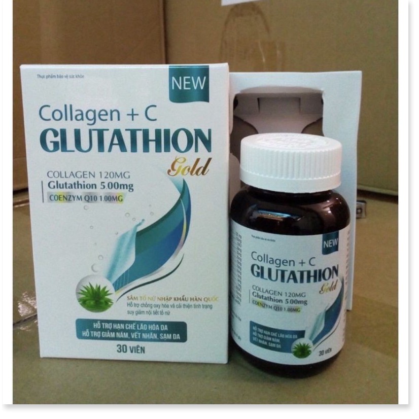 Collagen + C Glutathione cung cấp đổ ẩm cho da, làm đẹp da nám da vàng da chỗng lão hoá da hop 30vien