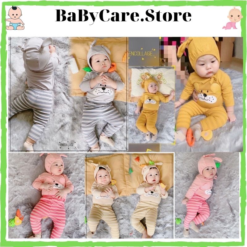 Bộ Dài Tay Thun Lạnh Cho Bé - Quần Áo Thu Đông Cho Bé Hàng Minky Mom Chính Hãng Chất Thun Lạnh Có Nón Tai Thỏ (DT9)