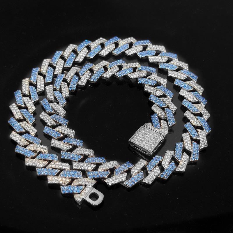 Vòng Tay / Vòng cổ Đính Đá Kim Cương Lấp Lánh Rộng 14mm Phong Cách Hip Hop Cho Nam Và Nữ