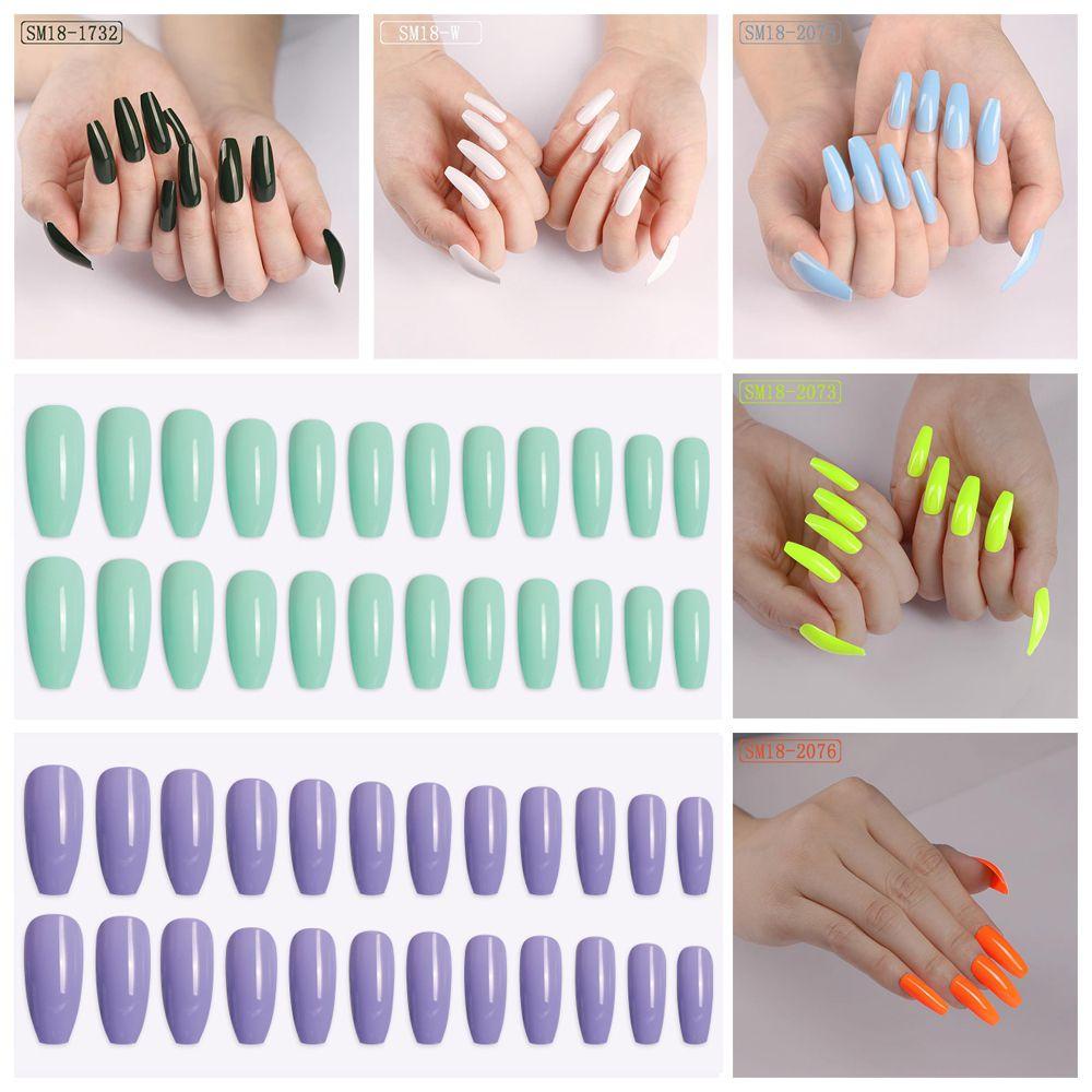 Bộ 24 Móng Tay Giả Acrylic Che Phủ Toàn Diện Dùng Múa Ba Lê