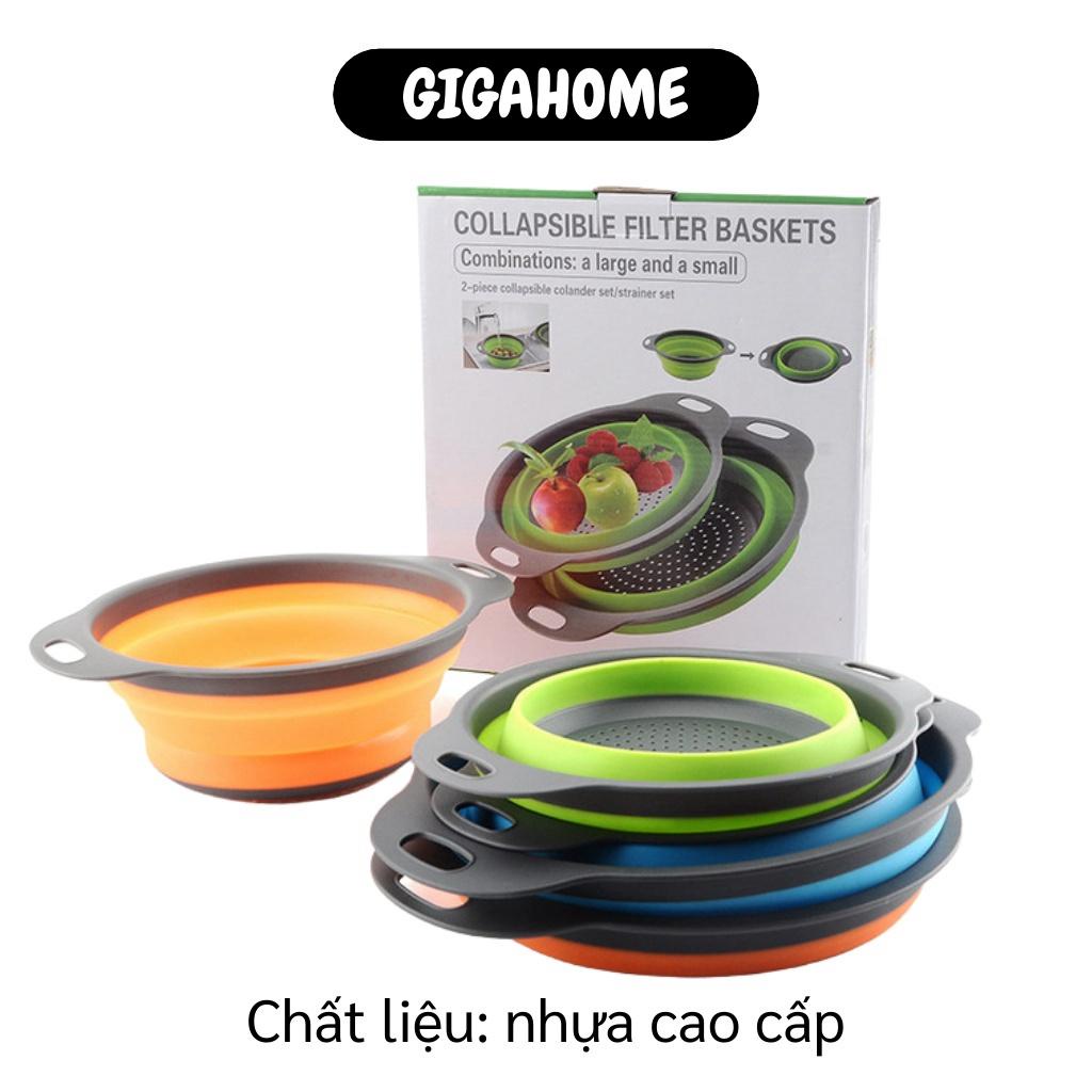 Rổ xếp gọn   GIÁ VỐN]   Combo 2 rổ xếp gọn hình tròn (1 lớn + 1 nhỏ) chất liệu nhựa cao cấp có thể xếp gọn 5225