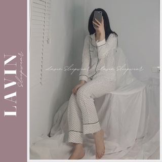 Bộ pijama dài tay LAVIN họa tiết chấm bi