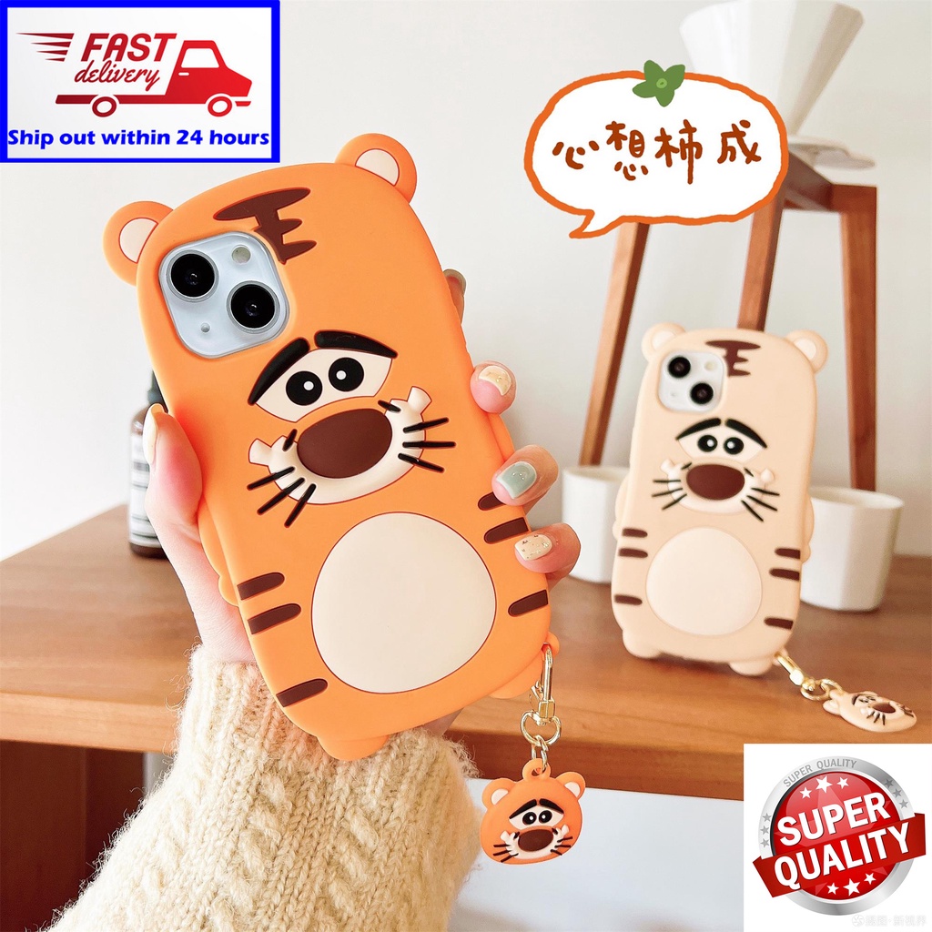 Ốp Điện Thoại Mềm Chống Sốc In Hình Hổ Hoạt Hình Cho iPhone 7 8P X XS XR XSMAX 11 12 13promax Add pendant to prevent falling