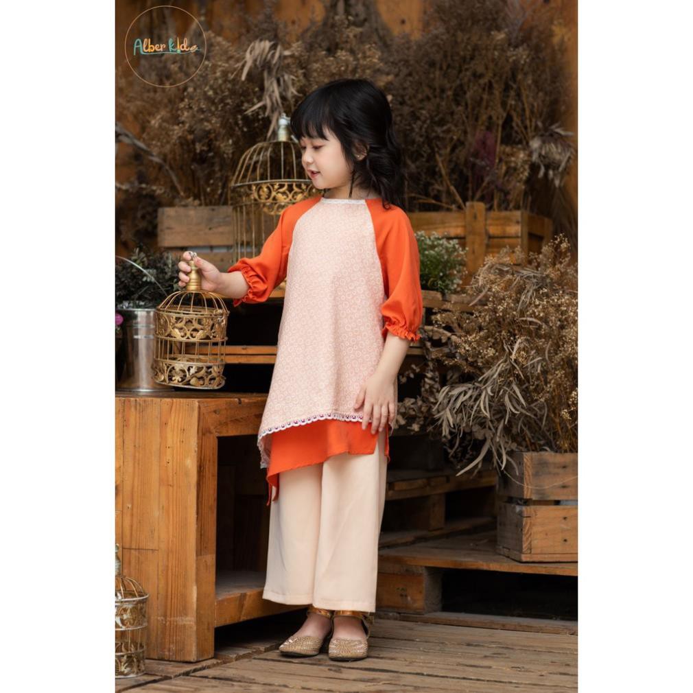 Áo dài cách tân cho bé gái mẫu áo dài Nhật Nguyệt Thời Trang Alber Kids
