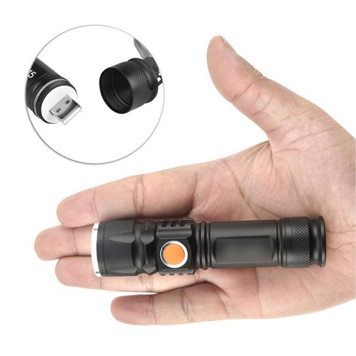 Đèn Pin LED Mini Zoom Cổng Sạc USB