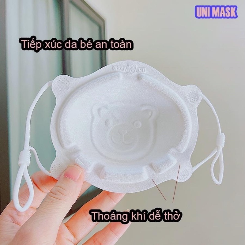 Khẩu Trang Gấu Sơ Sinh Uni Mask Cho Bé 1 - 3 tuổi, lọc bụi kháng khuẩn - Set 3 Cái.
