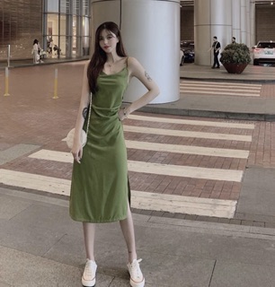𝐂𝐎́ 𝐒𝐀̆̃𝐍. Váy hai dây cổ đổ eo rúm (ẢNH THẬT Ở CUỐI)