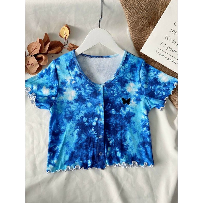 Áo croptop loang màu thêu hoạ tiết con🦋