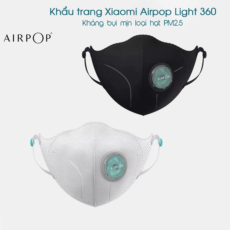 [Hỏa Tốc HCM] Khẩu trang Xiaomi AIRPOP LIGHT 360 - Kháng bụi mịn loại hạt PM2.5