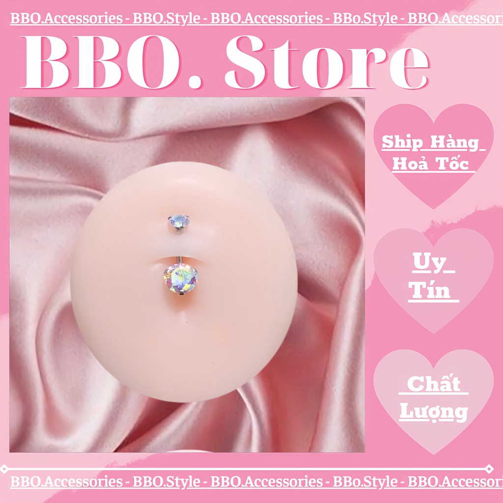 Khuyên Rốn Đá Pha Lê Trấu Nhiều Màu Không Han Gỉ - BBO.Store