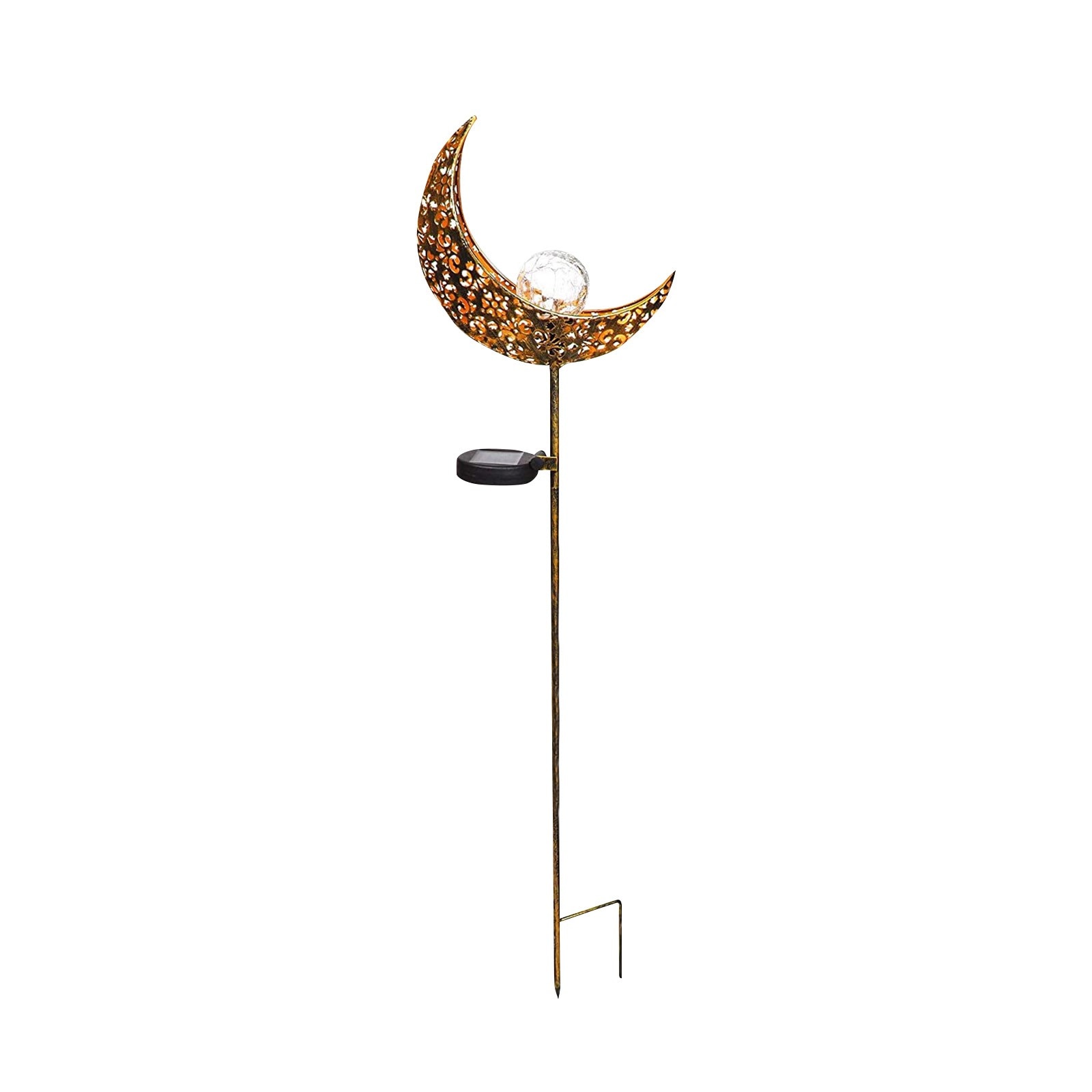 Solar LED Flame Light Sun Moon Garden Metal Hollow Projection Lamp for Outdoor Distinctive Decoration Solar Lawn Lamp