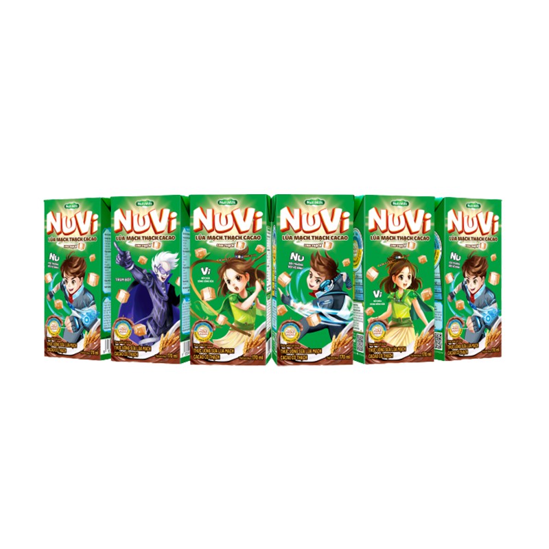 [Date mới] Sữa Nuvi ⚡NutiFood⚡ NuVi Sữa Lúa Mạch Thạch Cacao - Thùng 48 hộp x 170ml- Cao hơn, thông minh hơn