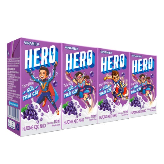 Lốc 4 Hộp Thức Uống Sữa Trái Cây Hero 110ml