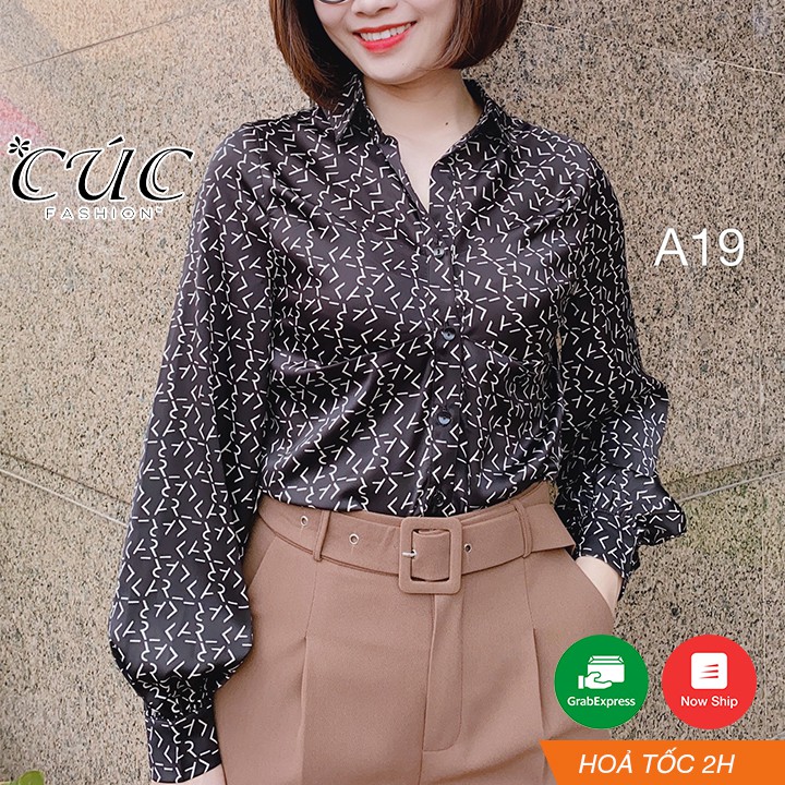 Áo sơ mi nữ dài tay cao cấp công sở Cúc Fashion A19 áo somi lụa nẹp ly