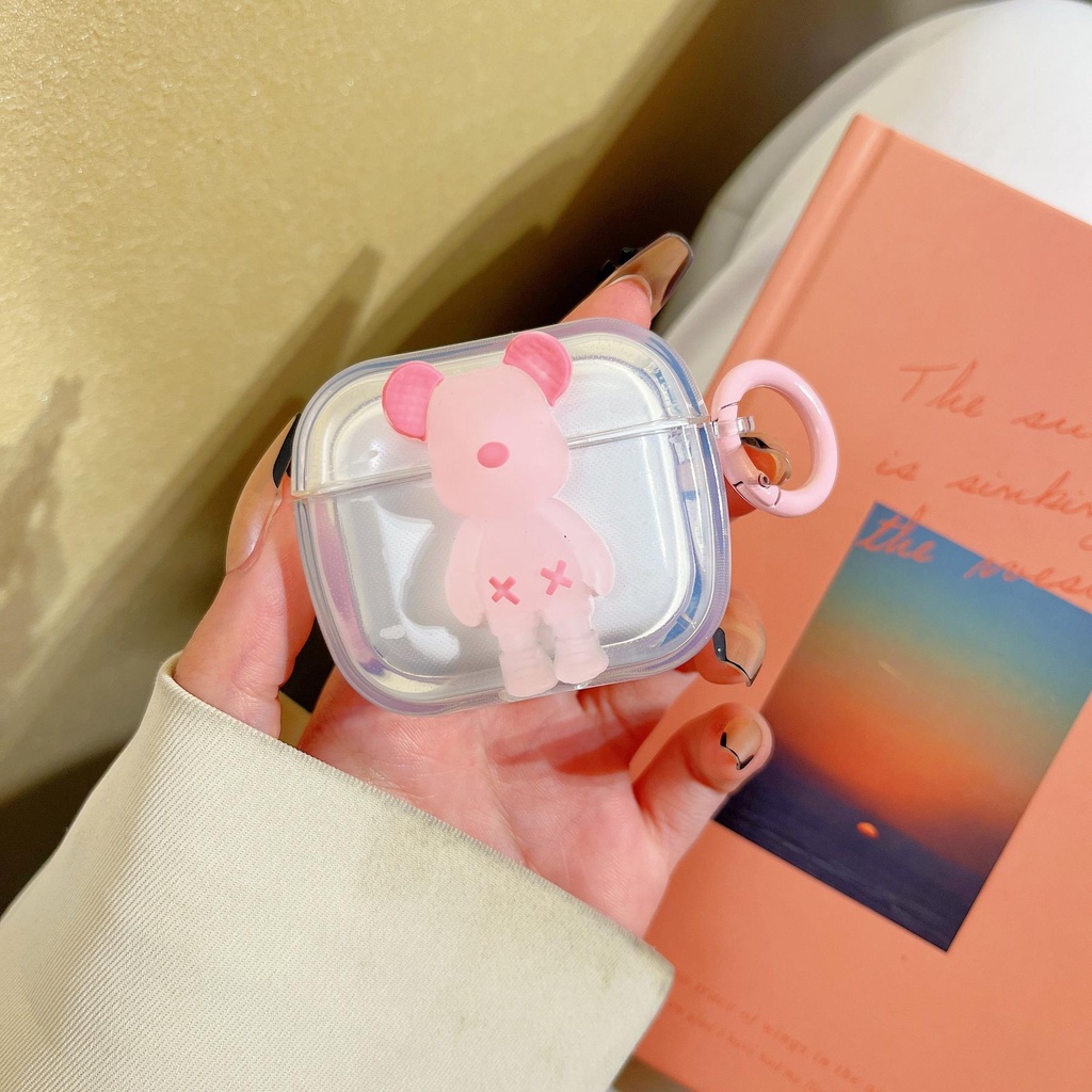 Vỏ Bảo Vệ Hộp Sạc Tai Nghe AirPods 1 2 pro 3 2021 gen3 Bluetooth Không Dây Chất Liệu Silicon IMD Mềm Hình Vuông Họa Tiết Gấu Violent Bear